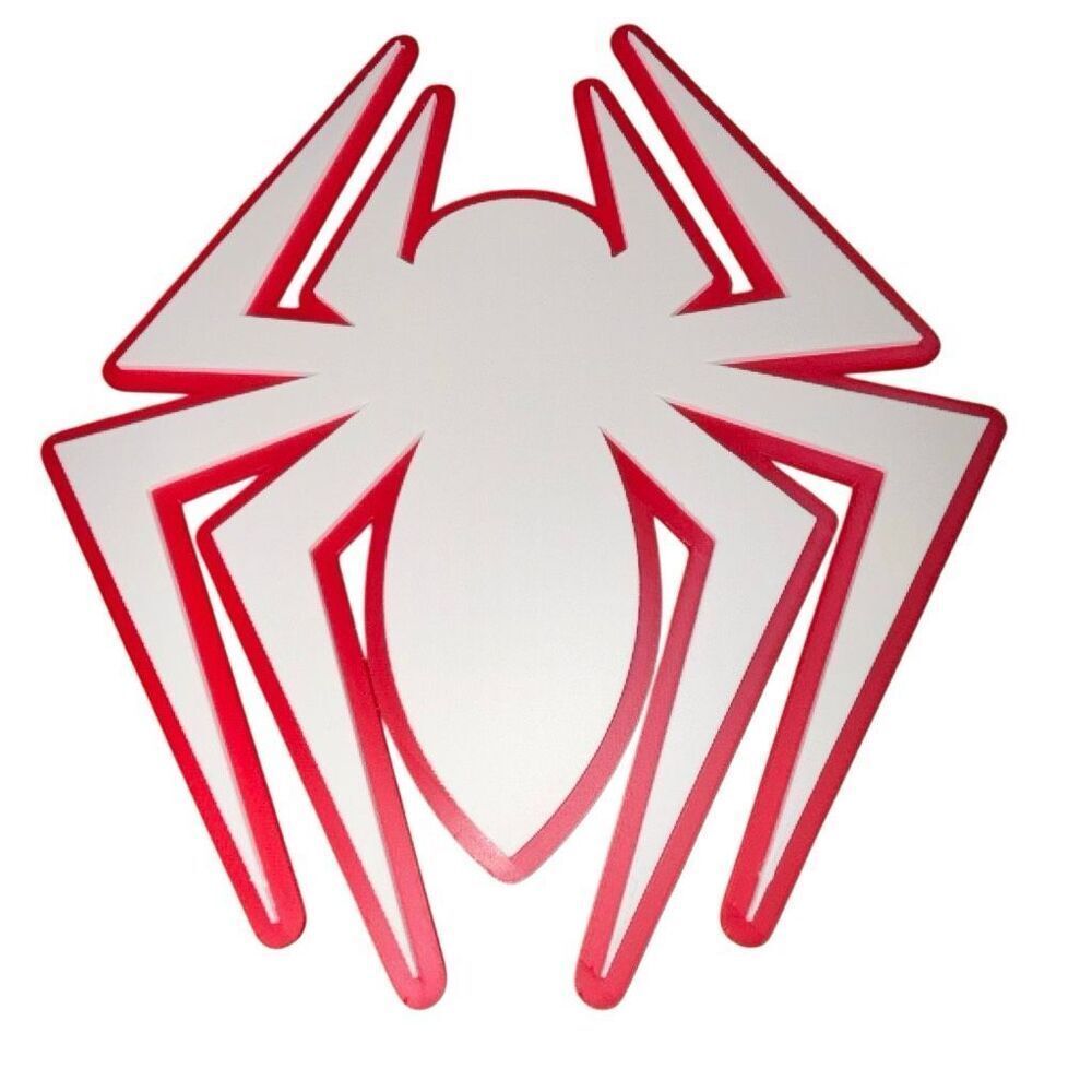 Spider Wall Logo – Layered Red & White Superhero Style Wall Art – 12” x 10” 3D D